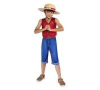 Rubies DISFRAZ MONKEY D. LUFFY INFANTIL licencia oficial, One Piece, Top, pantalones, sombrero, para carnaval, fiestas, cosplay