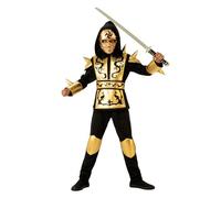 Rubies Disfraz Ninja Dragón Gold para niño, Camisa con Capucha, Pantalones, Cinturón y Máscara óptimo para halloween, carnaval y cumpleaños