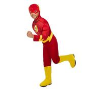 Rubies Disfraz oficial de DC Superhero The Flash Deluxe para niños, talla grande de 7 a 8 años, Halloween