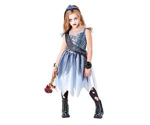 Rubie's Disfraz oficial de Miss Halloween, disfraz gótico de novia, reina de Halloween, talla grande de 7 a 8 años