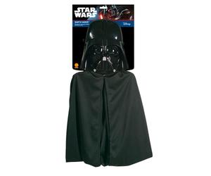 RUBIES - Disfraz oficial de Star Wars para adulto con capa y máscara Darth Vader - Kit de accesorios con capa larga negra con cierre de velcro y máscara rígida de PVC - Licencia oficial de Star Wars