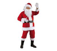 Rubies Disfraz Papa Noel Deluxe para adultos, Traje completo y barba, Talla única, Oficial Navidad, celebraciones y fiestas
