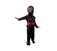 RUBIES - Disfraz para niños Ninja de entrada de gama - Talla 3 - 4 años - Disfraz para Carnaval, cumpleaños - Top con pantalones y cinturón rojo "Shuriken", pasamontañas