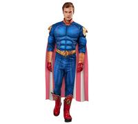 Rubies Disfraz Patriota Deluxe para adulto, Jumpsuit con pecho musculoso, capa y guantes, Oficial The Boys Homelander para Carnaval, Halloween, Navidad y Fiestas