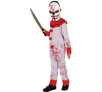 Rubies Disfraz Payaso Sanguinario para niño y niña, con Jumpsuit ensangrentado y máscara blanca de payaso, original, Ideal para halloween, carnaval y cumpleaños.