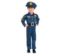 Rubies Disfraz Policia para niños y niñas, Talla 5-7 años, Mono acolchado impreso y gorra, Guardia, Agente, Licencia Oficial para cumpleaños, Carnaval, Fiestas