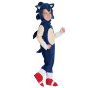 Rubies, disfraz oficial de Sonic de lujo, varios tamaños, para niños de 2 a 4 años, disfraz de piel sónica, de erizo con funda para botas y capucha desmontable, para fanáticos del héroe Séga Sonic