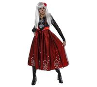 Rubies Disfraz Princesa de los muertos para niñas, Vestido impreso y clip para el pelo, Oficial Halloween, Carnaval, Fiestas y cumpleaños