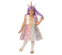 Rubies Disfraz Princesa Shiny Unicorn para niña, Vestido de princesa unicornio con organza multicolor, y diadema, Original, Ideal para halloween, navidad, carnaval y cumpleaños.
