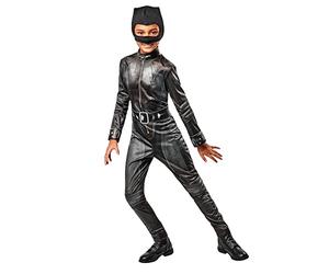 Rubies Disfraz Selina Kyle Deluxe para niña, con jumpsuit efecto brillante y detalles impresos, Oficial de Batman para Halloween, navidad, carnaval y cumpleaños.