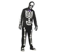 Rubies Disfraz Skeleto Elegante Glow In Dark para hombres, Jumpsuit con pajarita, guantes y capucha, Oficial Halloween, Carnaval, Fiestas y Cosplay