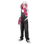 Rubies Disfraz Spider Gwen Spiderverse Clássic para niña, Jumpsuit impreso con capucha adjunta y máscara, Oficial Marvel para Halloween, Carnaval, Navidad y cumpleaños