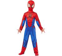 Rubies Disfraz Spiderman Clásico para niño, Jumpsuit con máscara de tela y detalles impresos Oficial Marvel Spidermanpara halloween, navidad, carnaval y cumpleaños