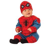 Rubies Disfraz Spiderman Preschool para bebes, Jumpsuit con gorro, Talla 0 a 6 meses, Oficial Marvel para Halloween, Carnaval, Fiestas y cumpleaños