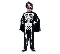 Rubies Disfraz Super Skeleton para niños y niñas, Jumpsuit con pecho musculoso, capa, guantes y antifaz, Esqueleto, Skeleto, Licencia Oficial para Halloween, Cosplay, Fiestas