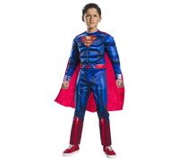 Rubies Disfraz Superman Black Line Deluxe para niños, Jumpsuit con pecho musculoso y capa, Oficial DC Comics, Warner Bros para Halloween, Carnaval, Navidad y cumpleaños, 702263-S