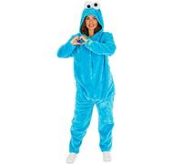 Rubies Disfraz Triki Monstruo de galletas para adultos, Jumpsuit con capucha. Oficial Sesame Street, para Carnaval, Navidad, Cumpleaños, Fiestas y Halloween.