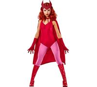 Rubies Disfraz Wanda Maximoff para mujer, Jumpsuit, capa, accesorios para los brazos y tocado. Oficial Marvel, para Carnaval, Navidad, Cumpleaños, Fiestas y Halloween.