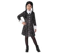 Rubies Disfraz Wednesday Addams para niña, Vestido impreso, Oficial Wednesday, Miercoles Addams para Halloween, Carnaval, Cosplay y Fiestas