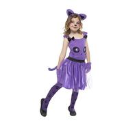 Rubies Gatita Púrpura para niñas, Top con falda tutú, medias, guantes y diadema, Oficial Carnaval, Navidad, Cumpleaños, Fiestas y Halloween