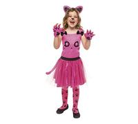 Rubies Gatita Rosa para niñas, Top con falda tutú, medias, guantes y diadema, Oficial Carnaval, Navidad, Cumpleaños, Fiestas y Halloween