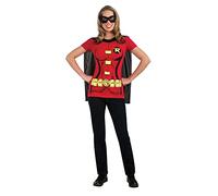 Rubie's - Conjunto de camiseta oficial de DC Comic Robin, kit de disfraz instantáneo para adultos, camiseta, capa y máscara, talla M para Halloween