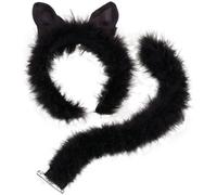 Rubies Marabou Recorte Gato Negro Set De Gato De Halloween Diadema Y Cola