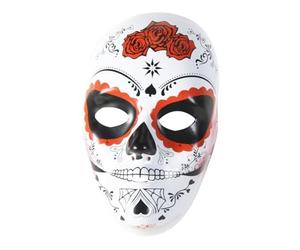 Rubies Máscara Calavera Katrina con rosas para adultos, Talla única, Día de los Muertos, Oficial Halloween, Carnaval y Fiestas