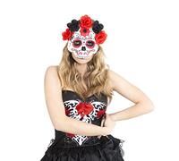 Rubies Máscara de Katrina para Adulto, máscara con flores rojas y negras, original, Ideal para halloween, carnaval, fiestas, despedida de soltero, Cosplay y cumpleaños, S3224