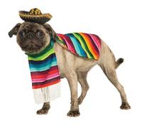 Rubies Mexicana Sarape Sombrero Poncho Perros Gatos Mascotas Halloween Disfraz