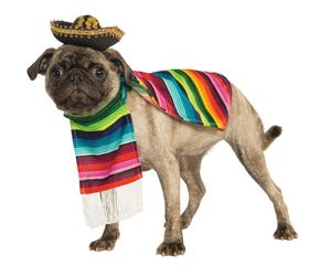Rubies Mexicana Sarape Sombrero Poncho Perros Gatos Mascotas Halloween Disfraz