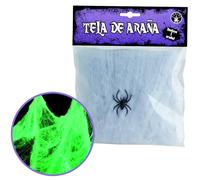 Rubies Mini Telaraña Glow in Dark, Decoración Halloween, Noche de Brujas, Arañas, Fiestas, Hogar, Brillante en la oscuridad