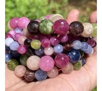 Rubíes naturales, calcedonia, jade, cuentas de piedra facetadas, redondas, espaciadores sueltos para hacer joyas, pulseras hechas a mano, 4/6/8/10/12 mm, jade turmalina, 4 mm, 88 a 91 unidades