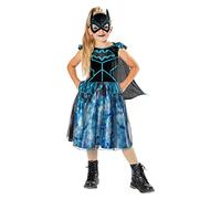 Rubies Disfraz Batgirl Bat-Tech Deluxe para niña, con vestido de terciopelo Lujo Oficial de Batman en color negro y azul, capa y máscara para Halloween, Navidad, Carnaval y cumpleaños
