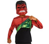 Rubies Camiseta reversible y máscaras oficiales de Marvel Hulk, disfraz de superhéroe para niños, talla 7-8 años, Halloween