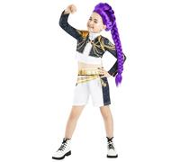 Rubies DISFRAZ KPOP RUMI GOLD CLASSIC, para niña, niñas, k-pop- rumi, netflix, Top y pantalones cortos, Licencia oficial Netflix, demon hunters, huntrix, para carnaval, fiestas y cosplay. TALLA M