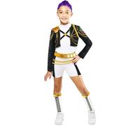 Rubies DISFRAZ KPOP RUMI GOLD HYBRID, para niña, niñas, k-pop- rumi, netflix, Top, chaqueta, pantalones cortos, calentadores, Licencia oficial Netflix, huntrix, carnaval, fiestas y cosplay. TALLA S