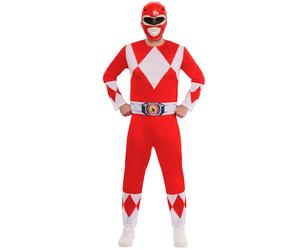 Rubies Official Power Rangers Mighty Morphin Red Ranger Adult Costume, Adults Fa