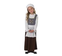 Rubies-Rubie's Disfraz oficial de Tudor Girl infantil, liso, color gris, blanco, marrón, 3-4 años 888323S000