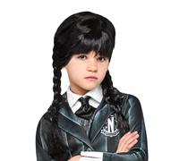 Rubie's Official Wednesday Addams Girls Wig, Kids Fancy Dress