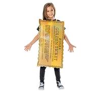 Rubies Official Willy Wonka and The Chocolate Factory Golden Ticket - Disfraz infantil unisex, talla mediana de 5 a 8 años, color dorado