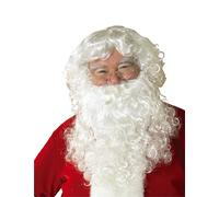 Rubies Peluca con barba Papá Noel para adultos, Peluca con barbá y bigote en color blanco, Talla Única, Oficial Rubies para Navidad, Eventos Navideños, Fiestas, Carnaval