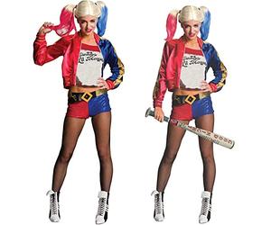 Rubies Rubie's Official Harley Quinn Suicide Squad para mujer, Talla S (6-10) + Rubie's Bate de béisbol inflable, accesorio disfraz oficial de Harley Quinn, Suicide Squad (DC Comics)