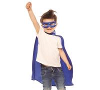Rubies Set Superhero Azul para niños y niñas, Talla única, Unisex, Capa y Antifaz, Oficial Carnaval, Cumpleaños, Fiestas y Halloween