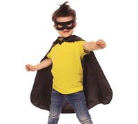 Rubies Set Superhero Negro para niños y niñas, Talla única, Unisex, Capa y antifaz, Oficial Carnaval, Cumpleaños, Fiestas y Halloween (Paquete de 2)
