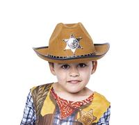Rubies Sombrero Sheriff Marrón para niño y niña, Sombrero de cowbow o cowgirl con placa de sheriff en el frente, Original, Ideal para halloween, navidad, carnaval y cumpleaños.