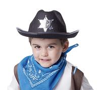 Rubies Sombrero Sheriff Negro para niño y niña, Sombrero de cowbow o cowgirl con placa de sheriff en el frente, Original, Ideal para halloween, navidad, carnaval y cumpleaños.