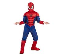 RUBIES SPIDER-MAN - Marvel oficial - Disfraz infantil de lujo Spider-Man, talla 5-6 años, traje con combinación de músculos acolchados + capucha de velcro + cubrebotas integradas