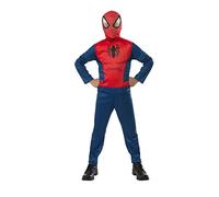 RUBIES SPIDER-MAN - Marvel oficial - Disfraz infantil de nivel básico rojo y azul, talla 5-6 años. Traje con mono y su capucha cierre de velcro.