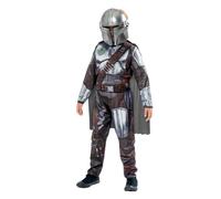 RUBIE'S Star Wars - Disfraz oficial de lujo The Mandlourean, talla 9 a 10 años con traje de neopreno, máscara